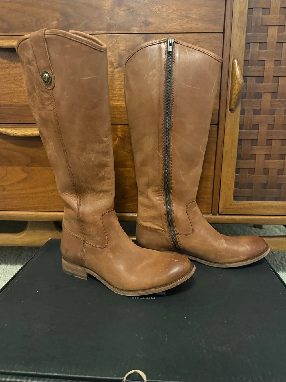 Classic Tall Brown Leather Riding Boots